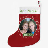 Foto mit Red Polka Dot Frame und benutzerdefiniert Kleiner Weihnachtsstrumpf (Rückseite)