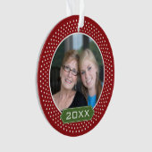 Foto mit Red Polka Dot Frame und benutzerdefiniert Ornament (Vorderseite)