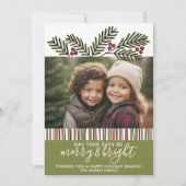 Foto mit Retro-Kiefernzweigen Feiertagskarte (Vorderseite)