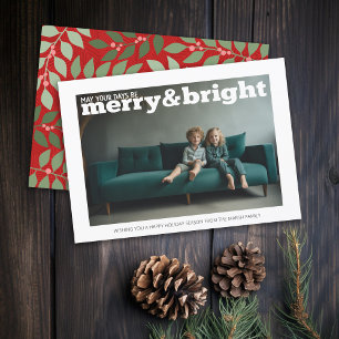 Foto mit riesigem Merry & Bright - botanischer Rüc Feiertagskarte