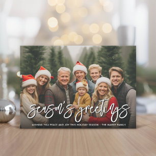 Foto mit riesigen Weihnachtsgrüßen in Rot-Grün-Kar Feiertagskarte