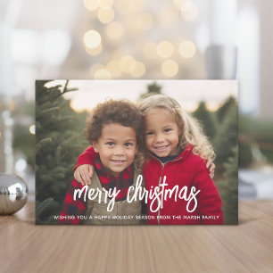 Foto mit riesiger MERRY-Schrift - Weihnachts-Plaid Feiertagskarte