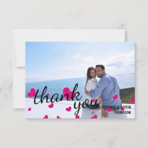 Foto mit rosa Herzen - Danke Flachkarte