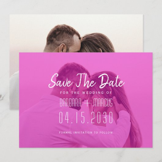 Foto mit rosa Overlay  Save The Date (Vorne/Hinten)