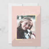 Foto mit rosa und goldfarbenem Block Sweet 16 Einladung (Vorderseite)