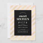 Foto mit rosa und goldfarbenem Block Sweet 16 Einladung (Rückseite)