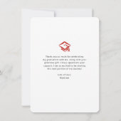 Foto mit rotem Abschluss und fett Bogenskripttyp R Dankeskarte (Rückseite)