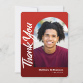 Foto mit rotem Abschluss und fett Bogenskripttyp R Dankeskarte (Vorderseite)