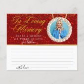 Foto mit rotem Glitzer eine Gedächtnisbeererkarte (Vorderseite)