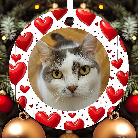 Foto mit roten Herzen Ornament Aus Metall