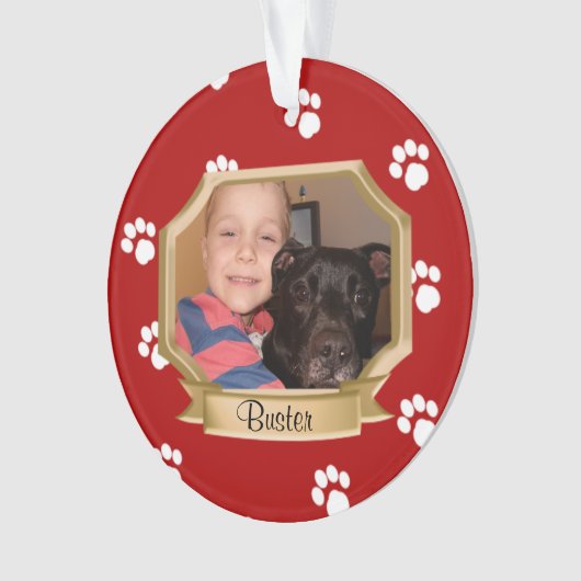 Foto mit roten Paws Ornament (Vorderseite)