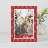 Foto mit roten und weißen Baummustern Weihnachten (Stehend Vorderseite)