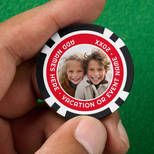 Foto mit roter Grenze und benutzerdefinierter Text Pokerchips