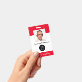 Foto mit roter ID Name Abzeichen Ausweis (Handheld)