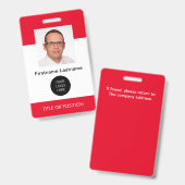 Foto mit roter ID Name Abzeichen Ausweis (Vorder- & Rückseite)