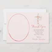 Foto mit rötlich-rosa Blumenkreuz Dankeskarte (Vorderseite)