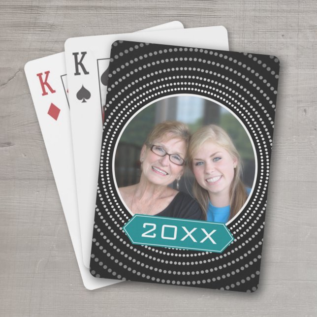 Foto mit Schwarz-Polka-Dotrahmen und individuelles Spielkarten