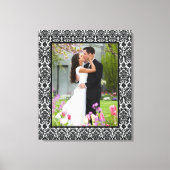 Foto mit schwarzem und weißem Damast, Rahmen, Lein Leinwanddruck (Vorderseite)