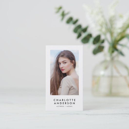 Foto mit schwarzem und weißem Profil Visitenkarte (Stehend Vorderseite)