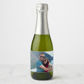 Foto mit Text am unteren Rand Mini-Champagner Schaumweinetikett (Vorderseite)