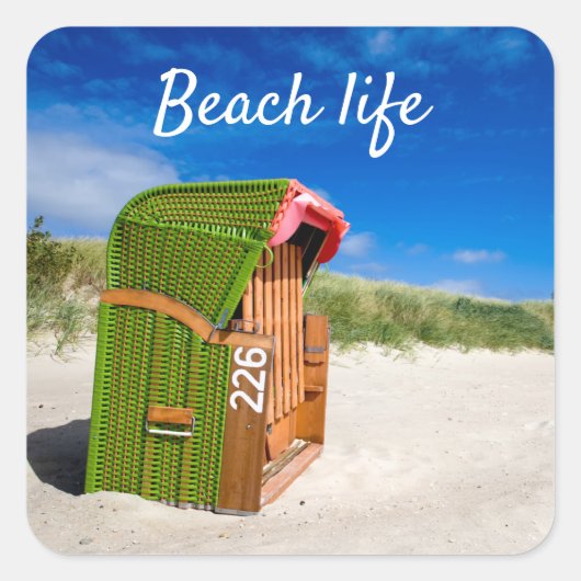 Foto mit Text Quadratischer Aufkleber (Vorderseite)