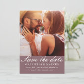 Foto mit verdecktem Plum-Hochzeit speichert das Da Save The Date (Stehend Vorderseite)