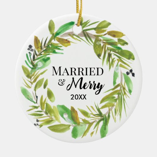 Foto mit Wasserfarben Verheiratet und froh Keramik Ornament (Vorne)