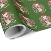 Foto mit Weihnachtsmannmütze Schneeflocken Weihnac Geschenkpapier (Rolleneckpunkt)