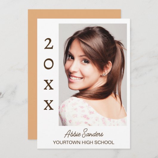 Foto mit weißem Abschluss Save the Date Einladung (Vorne/Hinten)