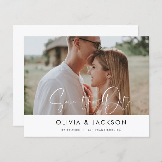 Foto mit weißem Save the Date (Vorne/Hinten)