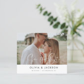 Foto mit weißem Save the Date (Stehend Vorderseite)