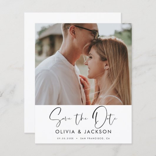 Foto mit weißem Save the Date (Vorne/Hinten)