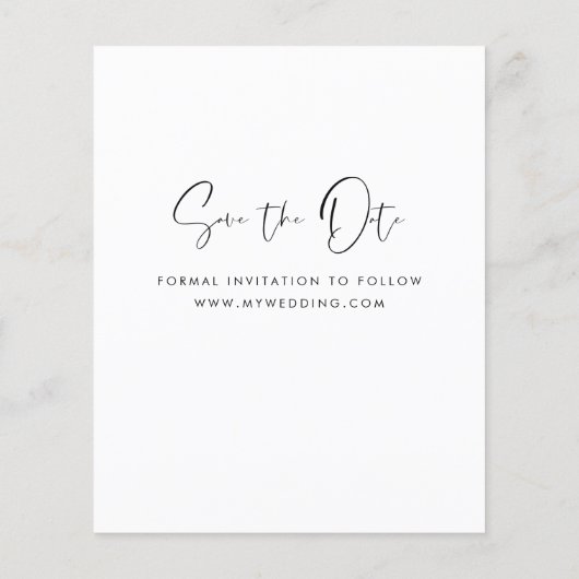Foto mit weißem Save the Date (Rückseite)
