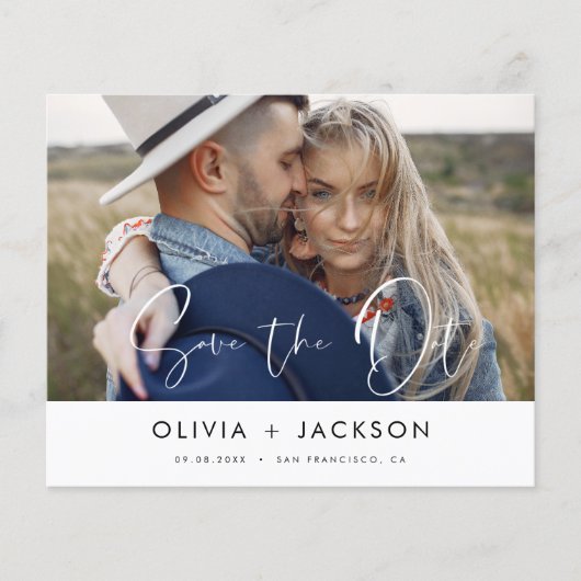 Foto mit weißem Save the Date Flyer (Vorne)