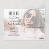 Foto mit weißem Skript Save the Date Postkarte (Rückseite)