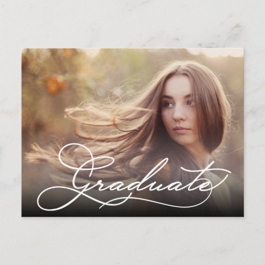 Foto mit weißem Skript Save the Date Postkarte (Vorderseite)