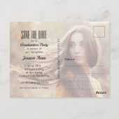 Foto mit weißem Skript Save the Date Postkarte (Rückseite)