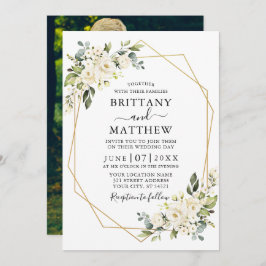 Foto mit weißer Flora Einladung