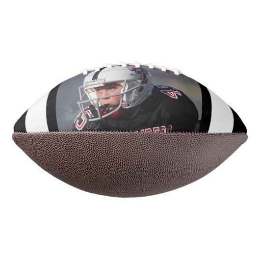 Foto mit weißer schwarzer Namensnummer Football (Gedreht 90)