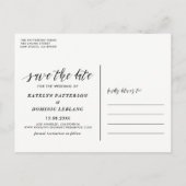 Foto mit White Hand Letters Save the Date Ankündigungspostkarte (Rückseite)