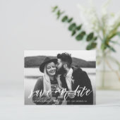 Foto mit White Hand Letters Save the Date Ankündigungspostkarte (Stehend Vorderseite)