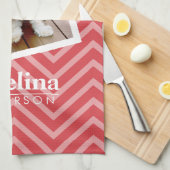 Foto mit Zickzack Muster Individuelle Name Geschirrtuch (Viertel Falte)