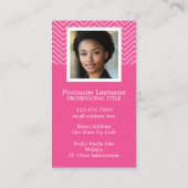 Foto mit Zickzack Muster-Individuelle Name in Hot  Visitenkarte (Rückseite)