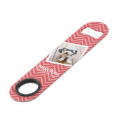 Foto mit Zickzack Muster Individuelle Name Speed Flaschenöffner (Vorderseite Schrägansicht)