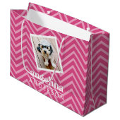 Foto mit Zickzack Muster und Individuelle Name Große Geschenktüte (Vorderseite Schrägansicht)