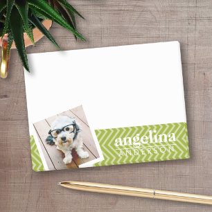 Foto mit Zickzack Muster und Individuelle Name Post-it Klebezettel