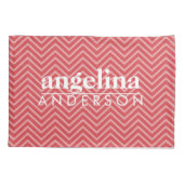 Foto mit Zickzack rotem Muster - Name auf der Rück Kissenbezug (Rückseite)