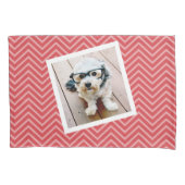 Foto mit Zickzack rotem Muster - Name auf der Rück Kissenbezug (Vorderseite)