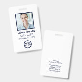 Foto Mitarbeiter-ID Abzeichen | Navy White Ausweis (Vorder- & Rückseite)