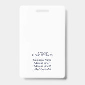 Foto Mitarbeiter-ID Abzeichen | Navy White Ausweis (Rückseite)